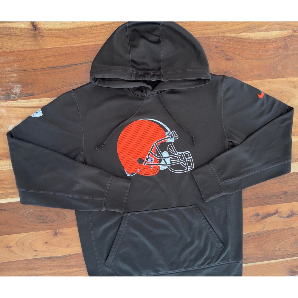 Nike Cleveland Browns NFL Therma-FIT Hoodie Mens Medium Brown Onfield Apparel